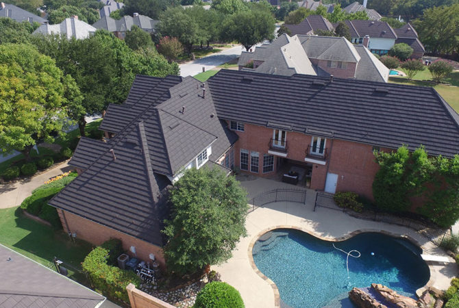 Decra Shake metal roof in Colleyville, TX 76034. Metal roof replacement in Dallas Fort Worth.